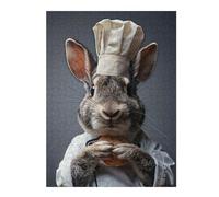 Jigsaw Puzzle 52x38cm/1000pcs for Teenagerss Rabbit Chef Holding Bread Puzzle for Adults Family Game Wall Decoration Help The Brain Exercise 52x38cm/1000pcs
