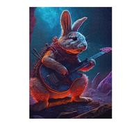 Jigsaw Puzzle 52x38cm/1000pcs for Teenagerss Rabbit Playing Guitar in Cave Puzzle for Adults Hands-on Game Precision Cutting Deal As Gifts for The Whole Family 52x38cm/1000pcs