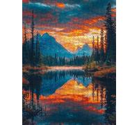 Jigsaw Puzzle 6000 Piece, Burning Clouds, Mountains And Waters Puzzles for Adults 6000, Wooden Puzzles, Jigsaw Puzzle Games Classic Educational, The Impossible Challenge, Games Family DX0YL1-466