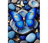 Jigsaw Puzzle 700 piece,Blue Butterfly Stones Puzzles for Adults,Educational Game Challenge Toy 700 Pieces DIY puzzles Family Decoration puzzle