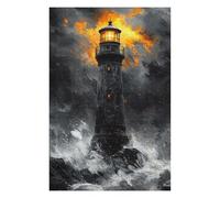 Jigsaw Puzzle 75x50cm/1000pcs Dramatic Lighthouse Amidst Storm in Charcoal Style Adult Jigsaw Puzzle Family Games Staycation Kill Time Unique Birthday And Gifts 75x50cm/1000pcs