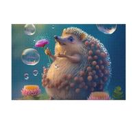 Jigsaw Puzzle 75x50cm/1000pcs for Adults Hedgehog with Flowers And Bubbles Jigsaw Puzzle Family Game Difficult Hard Deal As Gifts for The Whole Family 75x50cm/1000pcs