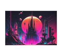 Jigsaw Puzzle 75x50cm/1000pcs for Adults Neon Future Cityscape -3 Jigsaw Puzzle Family Game Difficult Hard Deal As Gifts for The Whole Family 75x50cm/1000pcs