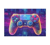 Jigsaw Puzzle 75x50cm/1000pcs for Adults Neon Gaming Controller Future Tech Jigsaw Puzzle Family Game Difficult Hard Deal As Gifts for The Whole Family 75x50cm/1000pcs