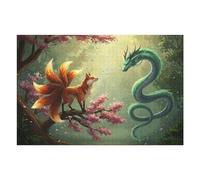 Jigsaw Puzzle 75x50cm/1000pcs for Adults Nine-Tailed Fox Dragon Encounter Teenagers Puzzles Hands-on Game Hand Speed Race Deal As Gifts for The Whole Family 75x50cm/1000pcs