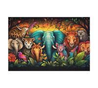 Jigsaw Puzzle 75x50cm/1000pcs for Adults Rainbow Jungle Animals Jigsaw Puzzle Family Game Difficult Hard Deal As Gifts for The Whole Family 75x50cm/1000pcs
