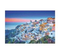 Jigsaw Puzzle 75x50cm/1000pcs for Adults Sunset Over Cliffside Village Jigsaw Puzzle Family Game Difficult Hard Deal As Gifts for The Whole Family 75x50cm/1000pcs