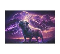 Jigsaw Puzzle 75x50cm/1000pcs for Adults Thundering Pug Majesty Teenagers Puzzles Hands-on Game Hand Speed Race Deal As Gifts for The Whole Family 75x50cm/1000pcs