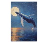 Jigsaw Puzzle 75x50cm/1000pcs for Adults Whale Breaching Under The Moonlight Painting Puzzle for Adults Relax Games Perfect Decoration for Birthday, Chrismas 75x50cm/1000pcs
