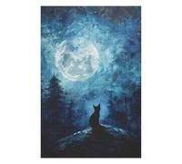 Jigsaw Puzzle 75x50cm/1000pcs for Teenagerss Black Cat Under Full Moon Adult Puzzles Hands-on Game Birthday Present Deal As Gifts for The Whole Family 75x50cm/1000pcs