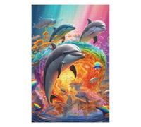 Jigsaw Puzzle 75x50cm/1000pcs for Teenagerss Dolphins in Rainbow Ocean Jigsaw for Adults Toy Wall Decor Improve Memory Help The Brain Exercise 75x50cm/1000pcs