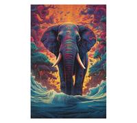Jigsaw Puzzle 75x50cm/1000pcs for Teenagerss Elephant in Abstract Waves Puzzle for Adults Hands-on Game Precision Cutting Deal As Gifts for The Whole Family 75x50cm/1000pcs