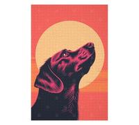 Jigsaw Puzzle 75x50cm/1000pcs for Teenagerss Faithful Dog Vector Portrait with Sunset Backdrop Jigsaws for Adults Family Games Hand Speed Race for Birthday, Chrismas 75x50cm/1000pcs