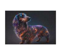 Jigsaw Puzzle 75x50cm/1000pcs for Teenagerss Galactic Dachshund Cosmic Canine Wonder -2 Puzzles for Adults Family Game Hand Speed Race Stress Reduction Gifts 75x50cm/1000pcs