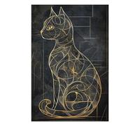 Jigsaw Puzzle 75x50cm/1000pcs for Teenagerss Kintsugi Black Cat Jigsaws for Adults Toy Wall Decor Precision Cutting Deal As Gifts for The Whole Family 75x50cm/1000pcs