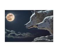 Jigsaw Puzzle 75x50cm/1000pcs for Teenagerss Wolves Under The Moonlit Sky Jigsaw for Adults Toy Wall Decor Improve Memory Help The Brain Exercise 75x50cm/1000pcs
