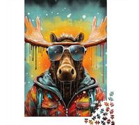 Jigsaw Puzzle Adult Animal Moose 500 Piece Jigsaw Puzzles Wooden Puzzle for Adults Age 18+ Educational Game 500pcs (52x38cm)
