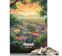 Jigsaw Puzzle Adult Hanoi, Vietnam Cityscape Illustration 1000 Piece Jigsaw Puzzles Wooden Puzzle for Adults Age 18+ Educational Game 1000pcs (75x50cm)