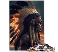 Jigsaw Puzzle Adult Native American Chief Jigsaw Puzzle for Adults 1000 Pieces Cardboard puzzles for Kids Age 12 Years Up Great Gift 10.27" x 20.47"/26 * 38cm.