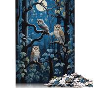 Jigsaw Puzzle Adult Nocturnal Owls Ensemble 1000 Piece Jigsaw Puzzles Wooden Puzzle for Adults Age 18+ Educational Game 1000pcs (75x50cm)
