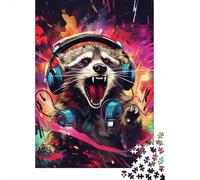 Jigsaw Puzzle Adult Psychedelic Animal Raccoon 1000 Piece Jigsaw Puzzles Wooden Puzzle for Adults Age 18+ Educational Game 1000pcs (75x50cm)