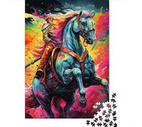 Jigsaw Puzzle Adult Psychedelic Colored Horses 500 Piece Jigsaw Puzzles Wooden Puzzle for Adults Age 18+ Educational Game 500pcs (52x38cm)