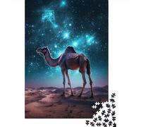 Jigsaw Puzzle Adult Starry Night Camel 500 Piece Jigsaw Puzzles Wooden Puzzle for Adults Age 18+ Educational Game 500pcs (52x38cm)