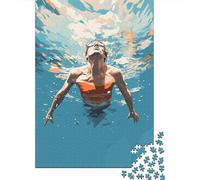 Jigsaw Puzzle Adult Swimmer Swimming 500 Piece Jigsaw Puzzles Wooden Puzzle for Adults Age 18+ Educational Game 500pcs (52x38cm)