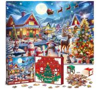 Jigsaw Puzzle Advent Calendar 2024 for Kids and Adults- 1008 Pieces Puzzle 24 Days Christmas Countdown Calendar Family Game Christmas Gifts for Kids Adults - Santa's Secret Village(27.56 x 19.68 Inch)