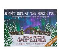 Jigsaw Puzzle Advent Calendar: Night Out At The North Pole | 24 doors, 24 jigsaws of 25-60 pieces building one almost 1,000-piece scene. No numbered doors. Ages 14+, 1 or more players.