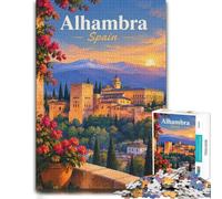 Jigsaw Puzzle Alhambra, Spain at Night 1000pcs (52x38cm) Adult Puzzle | For a puzzle gift at Christmas: Adult jigsaw puzzle with 1000 pieces; for adults who enjoy jigsaws and thoughtful gifts.