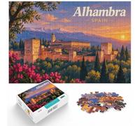 Jigsaw Puzzle Alhambra, Spain at Night 1000pcs (70x50cm) Puzzle Challenge | For a calm Advent activity: 1000-piece jigsaw puzzle for adults; for winter leisure at home with 1000 pieces to assemble.