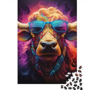 Jigsaw Puzzle Animal Buffalo 500 Piece Jigsaw Puzzles Wooden Jigsaw Puzzle for Adults 18+ Educational Games 500pcs (52x38cm)