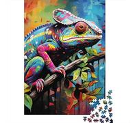 Jigsaw Puzzle Art Chameleon 500 Piece Jigsaw Puzzles Wooden Jigsaw Puzzle for Adults 18+ Educational Games 500pcs (52x38cm)
