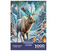 Jigsaw Puzzle Art Moose Challenging Home Decor Impossible Hard Animal Stress Relief Toy 1000 Pieces for Adults 38x26cm/1000pcs