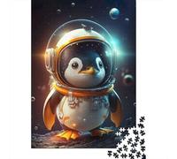 Jigsaw Puzzle Astronaut Space Penguin 500 Piece Jigsaw Puzzles for Adults Wooden Jigsaw Puzzles for Adults Stress Reliever 500pcs (52x38cm)