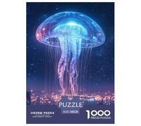 Jigsaw Puzzle Blue Jellyfish Challenging Home Decor Impossible Hard Ocean Animals Stress Relief Toy 1000 Pieces for Adults 38x26cm/1000pcs