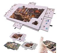 Jigsaw Puzzle Board 2-in-1 Stand & Cover with 6 Drawers,Tilting Angle Adjustable,Lightweight Portable Felt Jigsaw Puzzle Table Board for Adults Gift for Games Up to 1000 Pieces (B)
