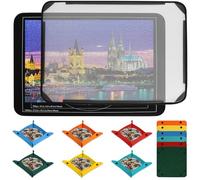 Jigsaw Puzzle Board, 33 x 22 Inche Foldable Jigsaw Board, Storage to 500 and 1000 Pieces with 6 Puzzle Sorting Trays and 1 Clear Dustproof Cover for Easy Use, Move and Store (Black)