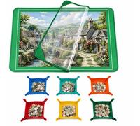 Jigsaw Puzzle Board, 500-1000 Piece Puzzle Table | Non-Slip Felt Surface, 6 Sorting Trays, Clear Dust Cover and Foldable Storage, for 500-1000 Piece Jigsaws, Green, 80X55 CM