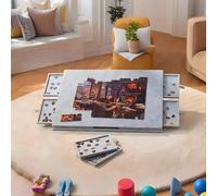 Jigsaw Puzzle Board Foldable, Felt Tilting Puzzle Table with 2-in-1 Stand and 6 Drawers, Portable Lightweight Jigsaw Table for Up to 1000 Pieces, Puzzle Boards for Adults and Kids