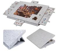 Jigsaw Puzzle Board, Foldable Tilting Puzzle Table with 6 Sorting Drawers, Portable Felt Puzzle Storage Case with Stand for 1000/1500/2000 Pieces 110x80x4.2cm （2000PCS） light-grey