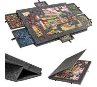 Jigsaw Puzzle Board, Folding Tilting Puzzle Table with 6 Sorting Drawers, Lightweight Felt Puzzle Board with Dust Cover & Adjustable Stand, for Games Up To 1000 Pieces Color E