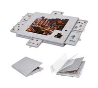 Jigsaw Puzzle Board with 2-in-1 Stand Cover,6 Drawers Felt Puzzle Table for 1000 Pieces,Tilting Portable Puzzle Mat with Anti-Slip Surface,Puzzle Storage Organizer for Adults,Grey(77x53.6x4.2cm)