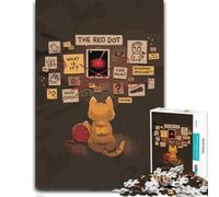 Jigsaw Puzzle Cat Investigates The Red Dot 1000pcs (38x26cm) Adult Puzzle | Quiet hobby for adults at weekends for screen-free time.