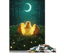 Jigsaw Puzzle Chick Hatching Under Moonlight in Forest 500 Piece Jigsaw Puzzles Wooden Jigsaw Puzzle for Adults 18+ Educational Games 500pcs (52x38cm)