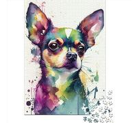 Jigsaw Puzzle Chihuahua Watercolor 1 Jigsaw Puzzles for Adults 1000 Pieces Wooden Jigsaw Wall Art Puzzle Games 1000pcs (75x50cm)