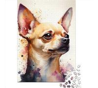 Jigsaw Puzzle Chihuahua Watercolor Jigsaw Puzzles for Adults 1000 Pieces Paper Jigsaw Wall Art Puzzle Games 1000pcs (38x26cm)