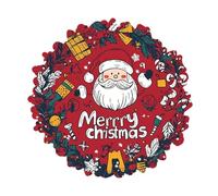 Jigsaw Puzzle,Christmas-Themed Interactive - Wreath Shape Wood Puzzles for Family - for Men Boys Girls Youth Teens Husband Son Daughter Family Friends Coworkers