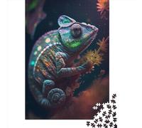 Jigsaw Puzzle Cosmic Chameleon Jigsaw Puzzles for Adults 1000 Pieces Wooden Jigsaw Wall Art Puzzle Games 1000pcs (75x50cm)